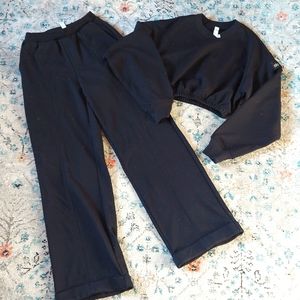 ❤️ ALO Yoga Set- Devotion crew neck & High waisted wide leg trouser pants